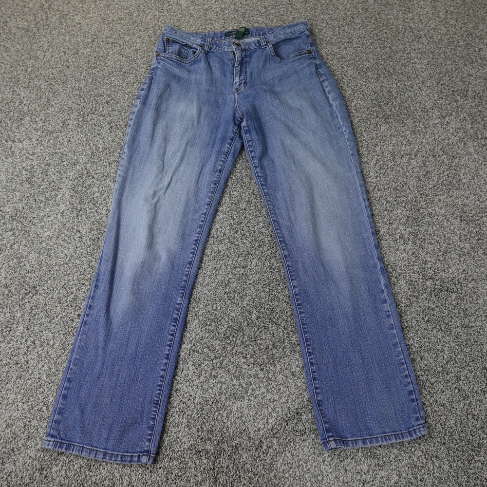 Ralph Lauren Jeans Womens 8 Dark Blue Denim Pants Classic Straight Stretch Faded